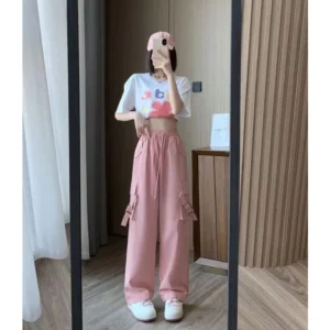 กางเกงคาร์โก้ผู้หญิง มีเชือกที่เอว