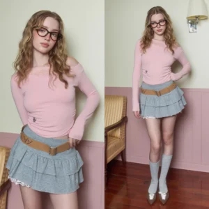 Cloud Lace เเขนยาว ปาดไหล่เล็กน้อย