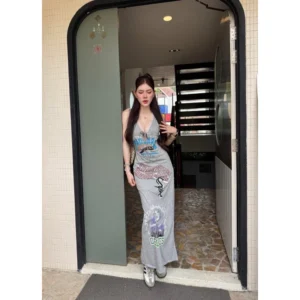 เดรสยาวคอวี คอเสื้อแต่งผ้าลูกไม้นุ่มๆเดรสเป็นผ้ายืดใส่สบายๆ